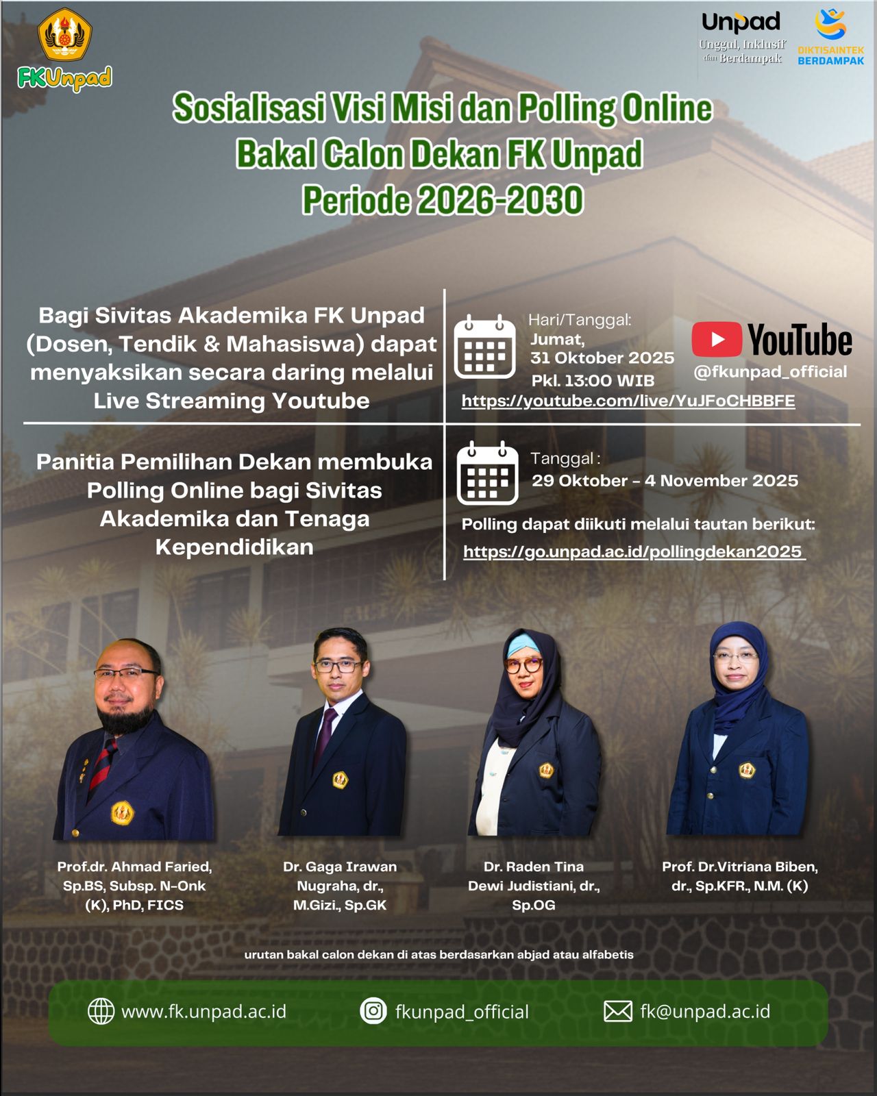 Sosialisasi dan Jajak Pendapat Bakal Calon Dekan FK Unpad Periode 2026–2030