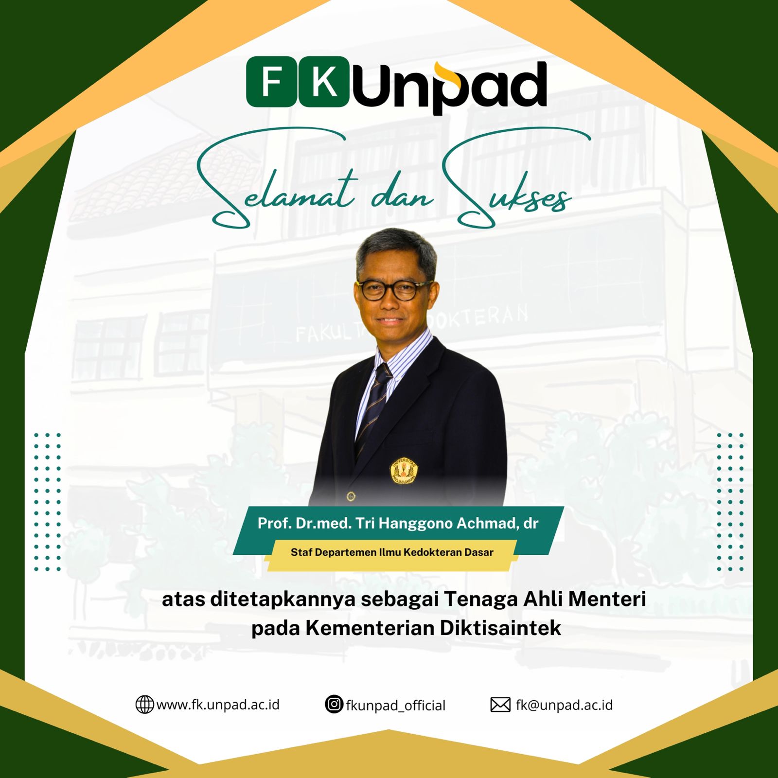 Prof. Tri Hanggono Achmad Ditetapkan sebagai Tenaga Ahli Menteri Diktisaintek